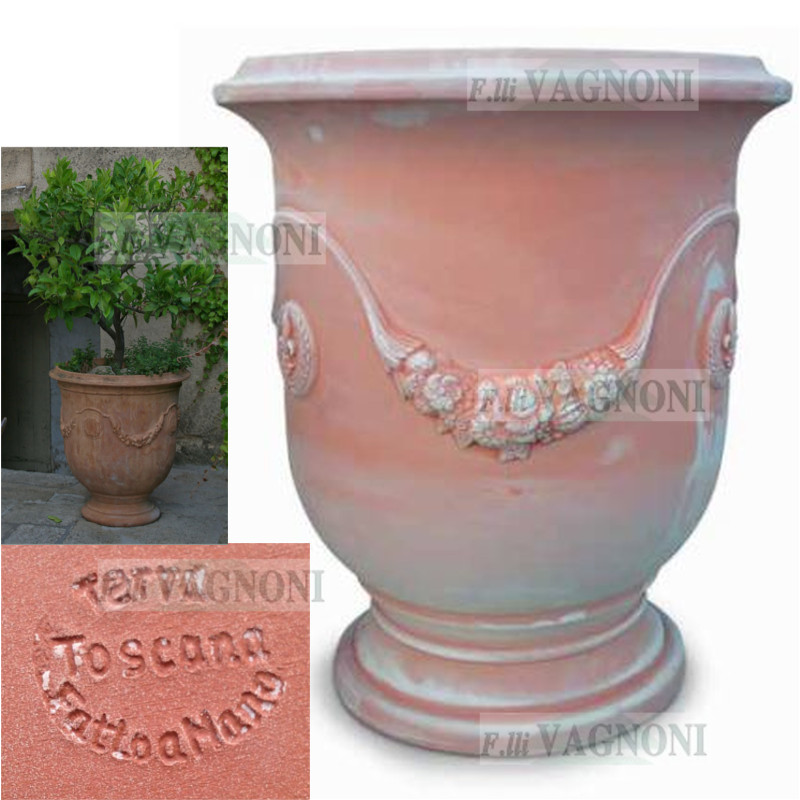 VASO ANDUZE FESTONATO IN TERRACOTTA TOSCANA CM. 60